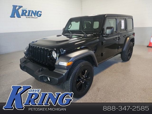 2022 Jeep Wrangler Unlimited Sport Altitude 4x4 in Black — front three-quarter view