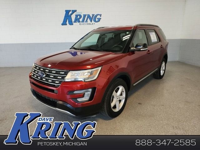 2017 Ford Explorer XLT in Red — front three-quarter view