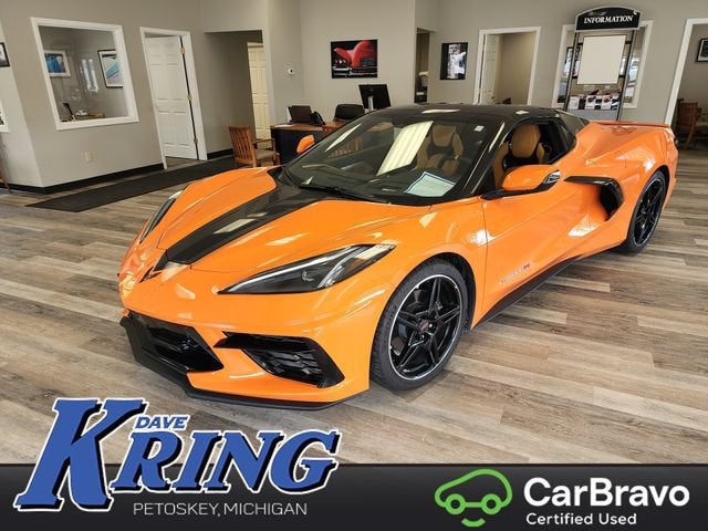 2023 Chevrolet Corvette Stingray 3LT in Amplify Orange Tintcoat — front three-quarter view