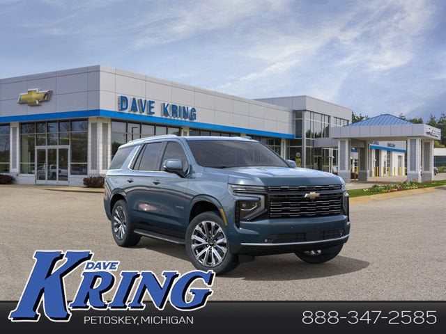 2026 Chevrolet Tahoe High Country in Lakeshore Blue Metallic — front three-quarter view
