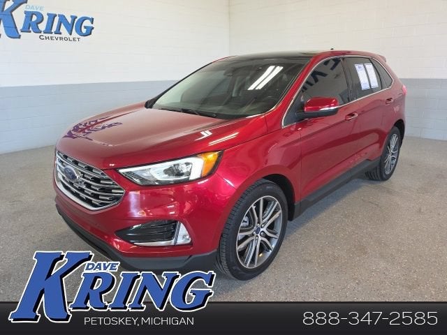 2021 Ford Edge Titanium in Red — front three-quarter view