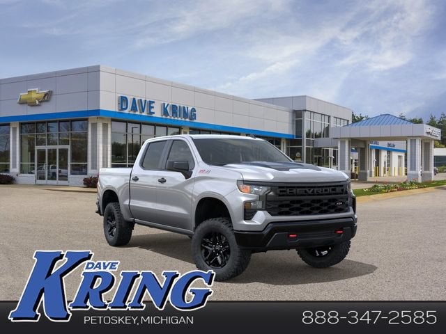 2026 Chevrolet Silverado 1500 Custom Trail Boss in Sterling Gray Metallic — front three-quarter view