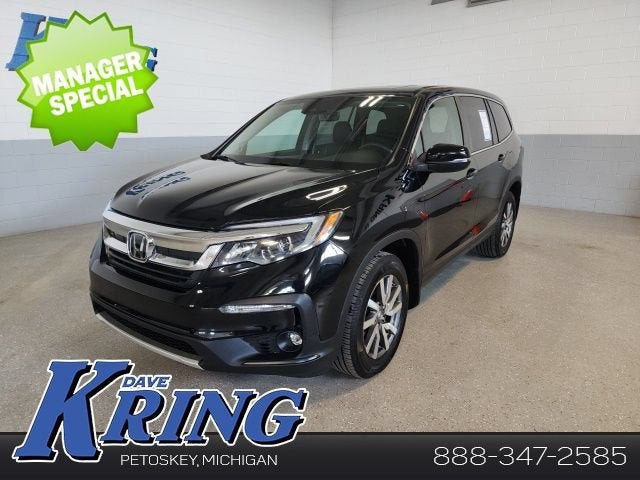 2019 Honda Pilot EX-L in Black — front three-quarter view